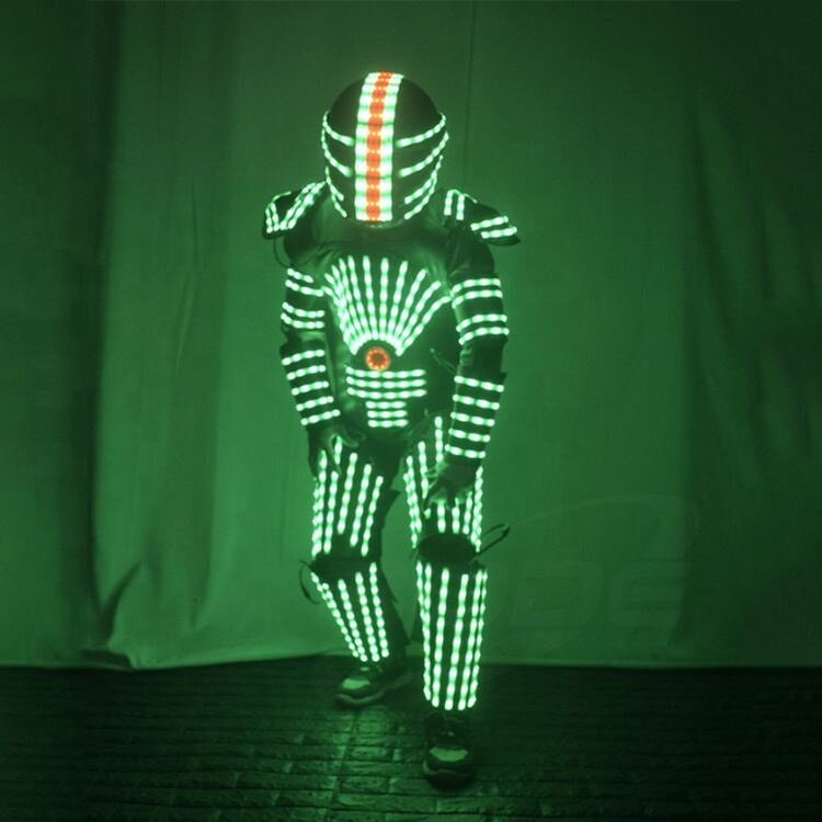 2023 Neuankömmling voller Farben leuchtendes LED-Kostüm Erwachsenen benutzer definierte Roboter Fernbedienung LED-Roboter Kostüm