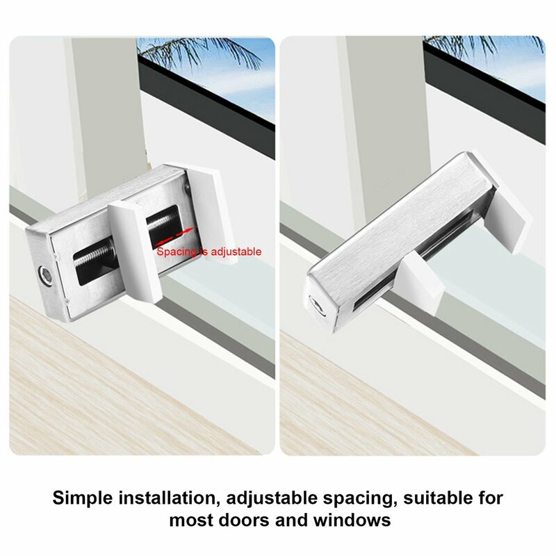 Lock Door Window Plug Adjustable Thick Sliding Anti-theft Child Children Steel Limit Rail Windows Adjust Safety Locks Dropshipin