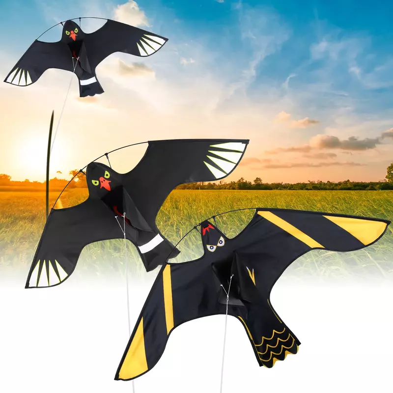 Cometa de halcón volador de emulación, espantapájaros, repelente de aves para jardín, patio