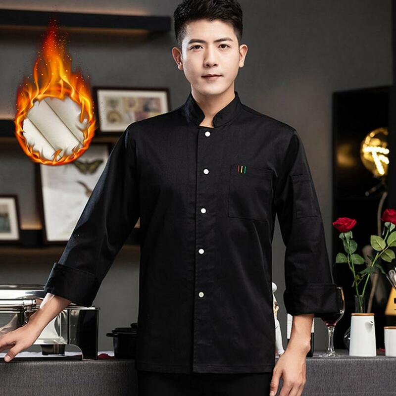 Uniforme da cuoco a maniche lunghe da uomo colletto alla coreana monopetto ristorante dell'hotel uniforme da cucina abbigliamento da cuoco da forno occidentale francese