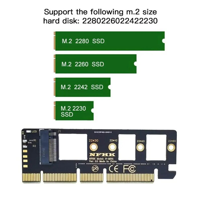 Ryra 1Pc Nvme Pcie M.2 Ngff Ssd Pci-E X1 Adapter Kaart Pci-E M.2 Met Beugel Voor 2230-2280 Size Ssd M2 Pcie Adapter