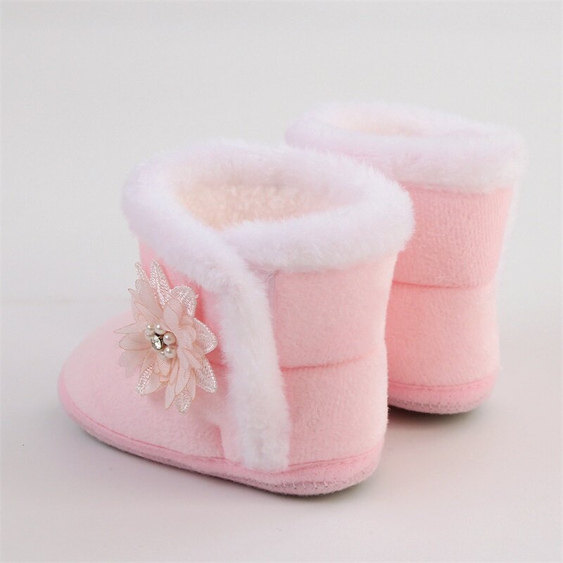 Baby Girls 'Flower Ankle Snow Boots, Soft Warm Walking Shoes, Streetwear para criança, infantil, inverno