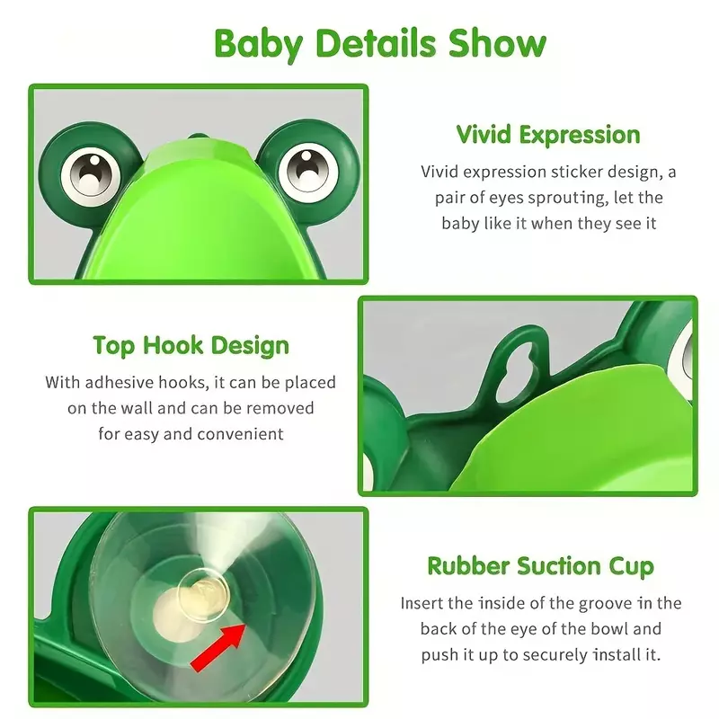 Cute Frog Training Potty para crianças, menino com diversão, alvo, toalete trainer, Pee vertical, criança infantil, criança