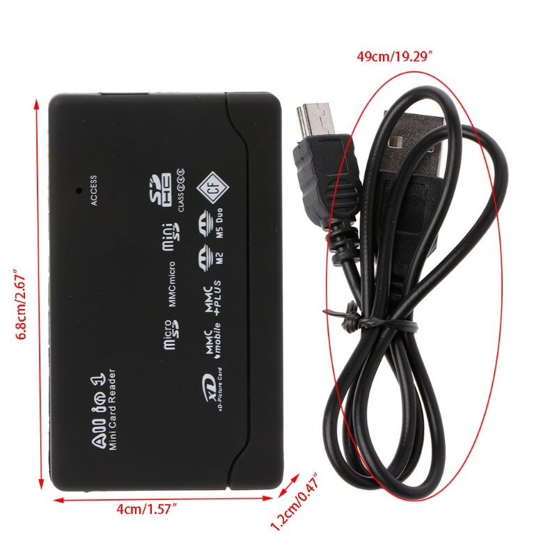 7 In 1 All-In-One Memory Card Reader For USB External Mini SDHC M2 MMC XD CF Read And For Write Flash Memory Card Dropshipping