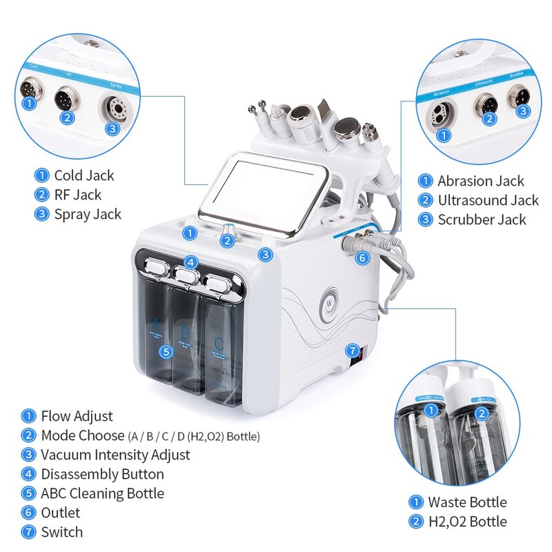 H2-O2 Hydrogen Water Dermabrasion Machine Deep Cleansing Water Jet Diamond Dead Skin Removal Bio-lifting SPA Skin Care Tools