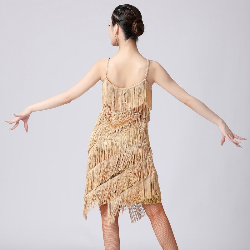 Женское танцевальное платье Изысканная одежда для ночного клуба с блестками для выступления сексуальный уникальный костюм для латиноамериканских танцев с кисточками