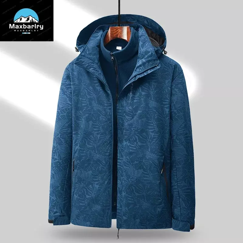 Men's Jacket Detachable Three In One Warm Hooded Jacket For Couples Outdoor Waterproof And Breathable Men's Clothing Winter