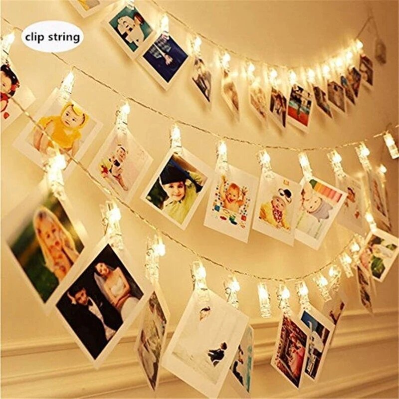 Photo Clip Holder LED String lights 1.5M 10Leds For Christmas New Year Wedding Home Decoration Warm white Fairy Battery
