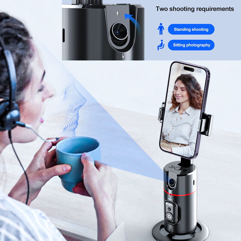 Stabilizzatore del telefono Smart Facial Tracking con supporto per telefono con luce di riempimento rimovibile treppiede per Selfie Stick Wireless per lo Streaming Live nuovo