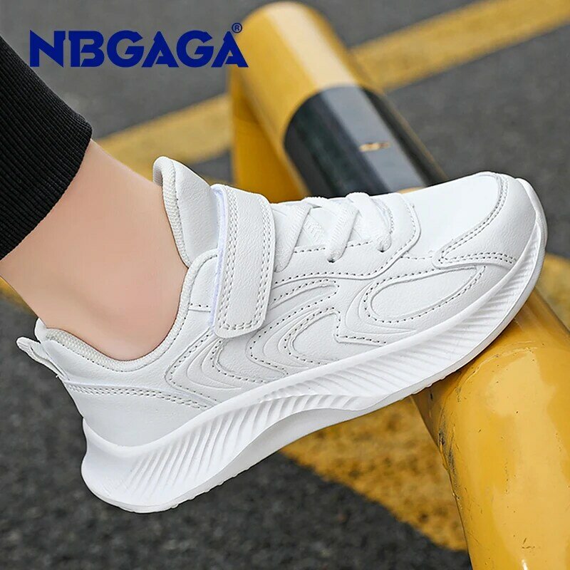 Anak-anak Sneaker anak laki-laki perempuan sepatu kulit datar anak-anak sepatu putih untuk Mesh ringan olahraga tenis Sneakers berlari sekolah
