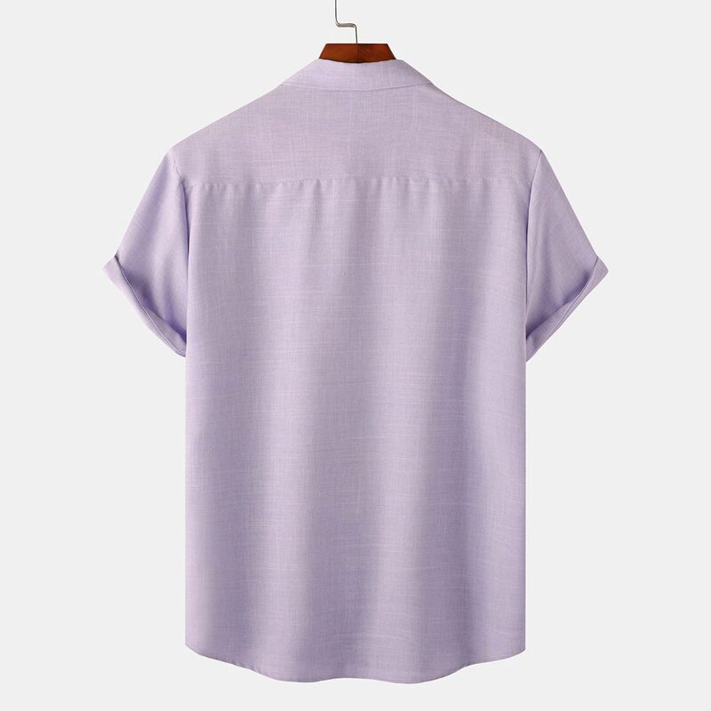 Camisa de lino para hombre, Camisa cómoda, informal, transpirable, agradable a la piel, Color sólido, guapo, Verano