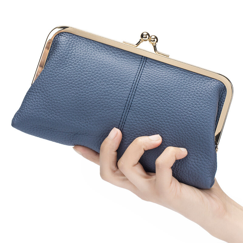 Genuine Leather Handbag Zero Wallet Multi Functional Carry On Bag Head Layer Cowhide Wallet Long Handbag Mobile Storage Bag