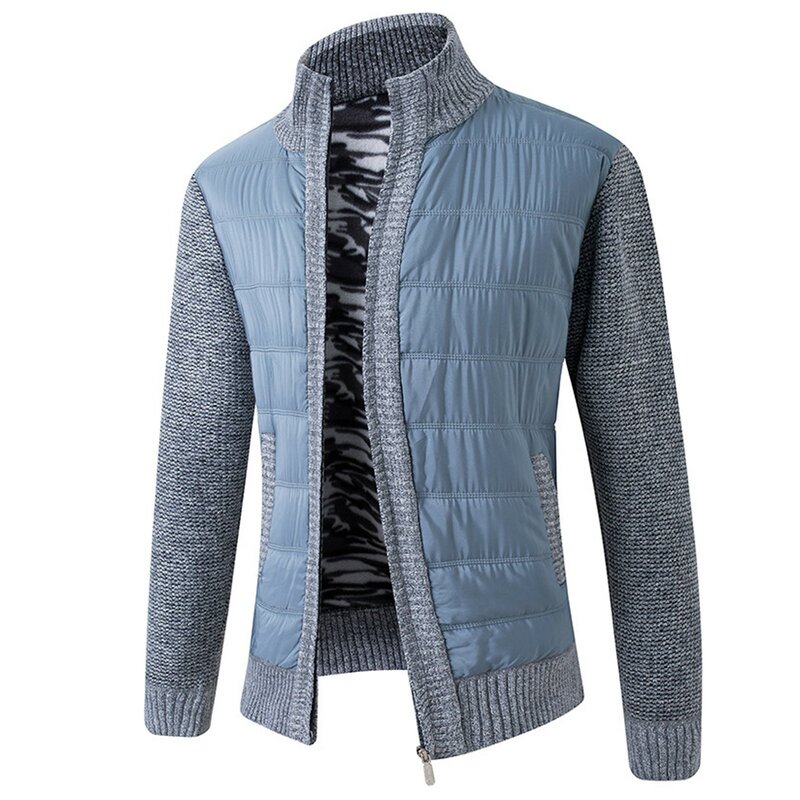 Men’S Sweater Plus Fleece Knitted Cardigan Vantage Full Zip Long-Sleeved Knitwear Casual Solid Color Jumper Shirts Overcoat .