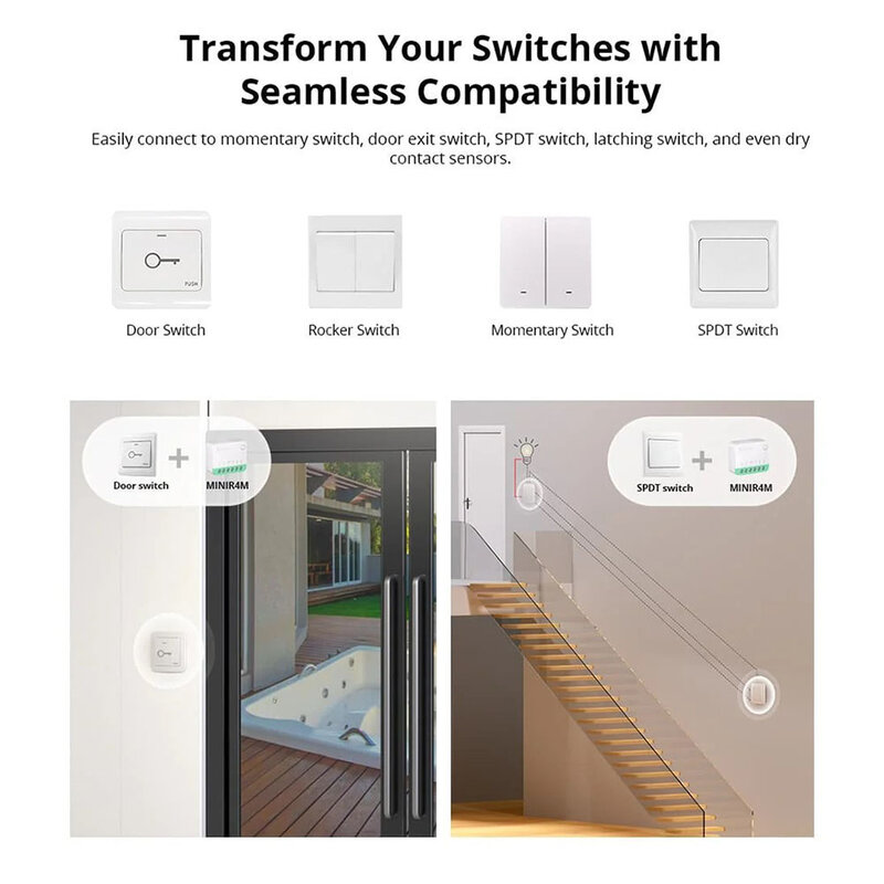 Durable Smart Home Switch Detaching Relay Voice Control White 100-240V 10A 39.5x33x16.8mm ESP32 Chip Extreme Wifi
