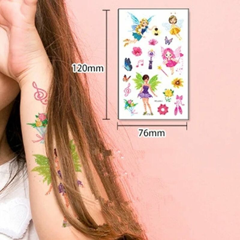 Tatuagens De Fadas De Pó De Glitter Temporárias, Flores, Borboleta, Castelo Dos Desenhos Animados, Adesivos Do Corpo