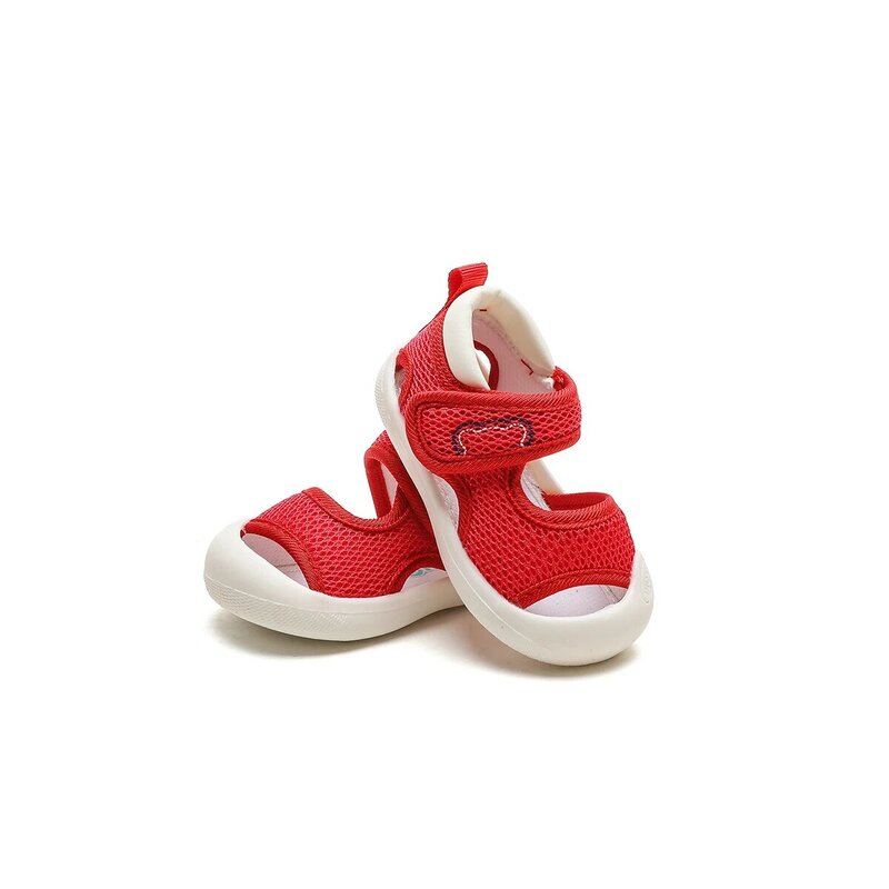 Bebê menino e menina verão sapatos, sandálias cor sólida, sola de borracha confortável, protetor do dedo do pé, sapatos de criança