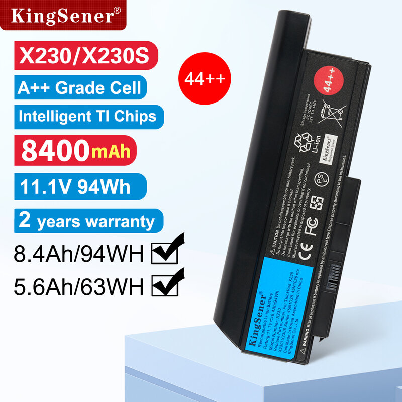 KingSener-Bateria do portátil para Lenovo Thinkpad, 8400mAh, 5600mAh, X230, X230I, X230S, 45N1029, 45N1028, 45N1022, 45N1021, 45N1024, 44 ++