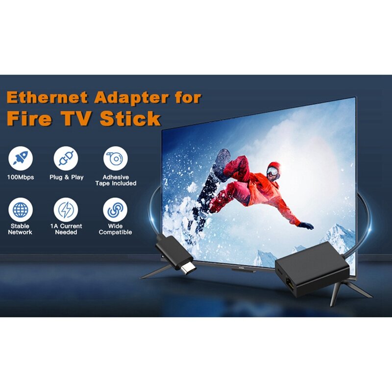 Adapter Ethernet USB Micro Black Ethernet Adapter micro-usb do 100M karta sieciowa do 4K Fire TV Stick włącznik Ethernet Router