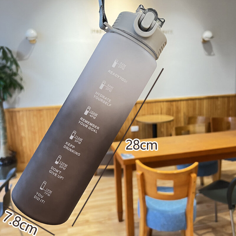 1000ML Water Bottle With Time Scale Fitness Water Cup Portable Leakproof Drinkware Outdoor Sport Water Bottles Frosted Sport Cup