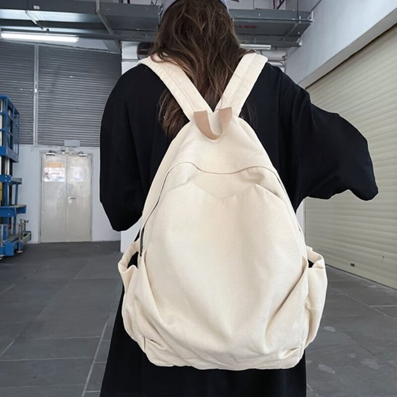Tas sekolah kasual remaja dewasa Jepang tas punggung Laptop kanvas Pria Wanita Harajuku tas buku ransel kapasitas besar mahasiswa kuliah
