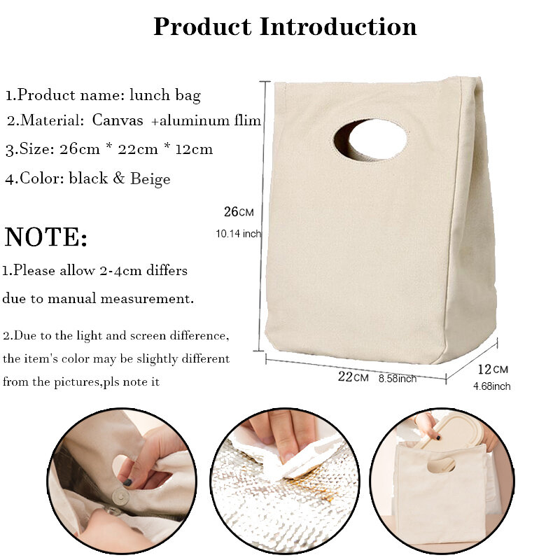 Simples carta impressa funcional refrigerador lancheira portátil isolado lona bento sacos de comida térmica piquenique armazenamento bolsa presentes