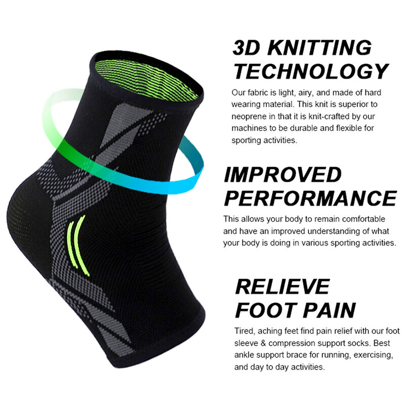 Ankle Brace Support Compression Sleeve Socks for Sprained Ankle, Achilles Tendonitis and Injury Recovery, Swelling or Heel pain