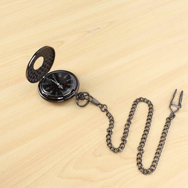 2 Stück Vintage Steampunk schwarz römische Ziffern Halskette Quarz Anhänger Taschenuhr Geschenk