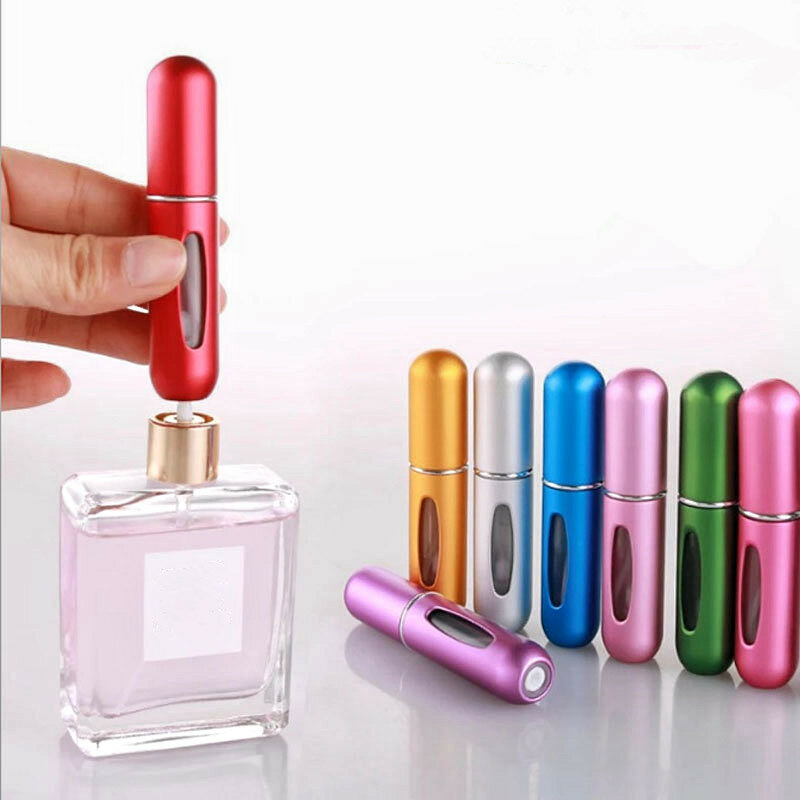 Botol semprot parfum isi ulang portabel, botol kosmetik Mini isi ulang 5ml pompa bawah