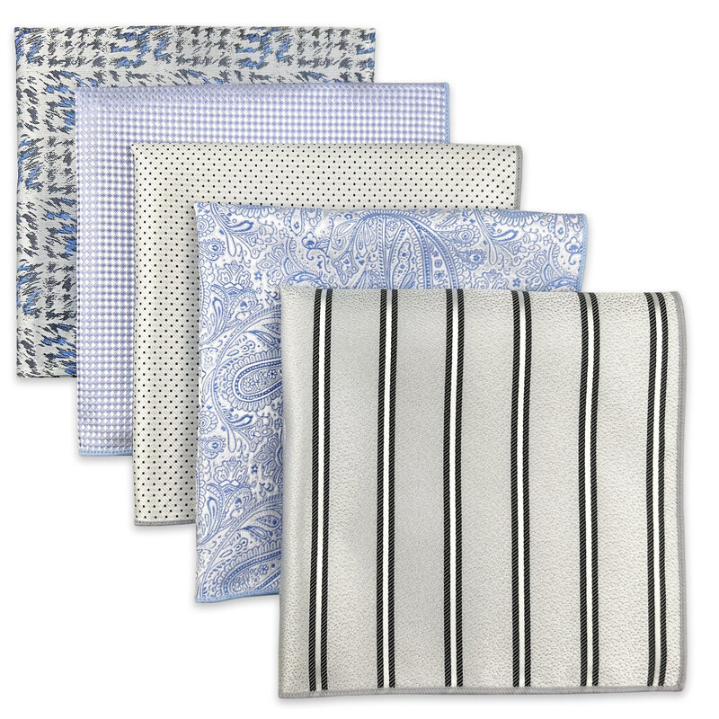 5 Pieces Mens Pocket Squares Wedding Handkerchiefs Set Fashion Formal Bundle Luxury Unique