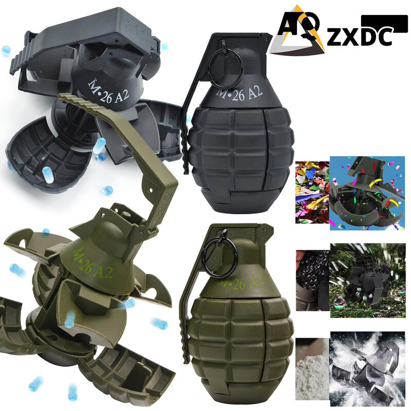M26A2 Brinquedos de granada de paintball CS Impacto movido a mola Brinquedo tático de granadas de mão de nylon airsoft para modelo de dramatização de jogo de batalha CS