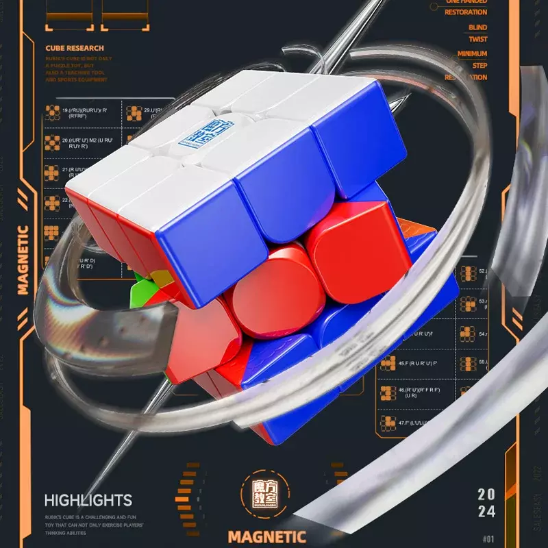 MOYU Meilong UV Magnetic Magic Cube, Speedcube, Fidget Brinquedos Profissionais, 3x3 V2 Lite, 3X3