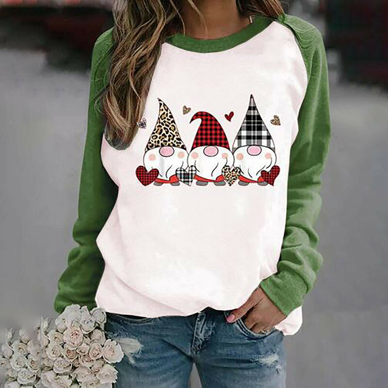 Забавная милая кукла Печать с длинным рукавом Рождественская Женская Футболка Harajuku хлопок женские футболки графическая Эстетическая рубашка женская 2023