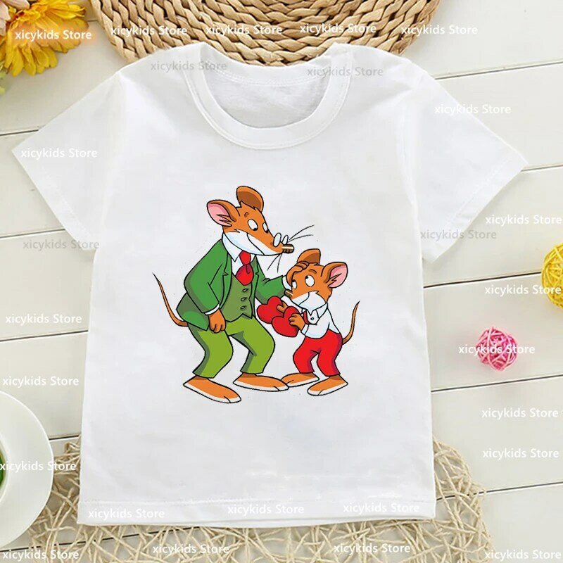 New Boys t-shirts Funny Geronimo Stilton Cartoon Print tshirt for girls Fashion Harajuku Baby tshirts Cute Boys Girls clothes