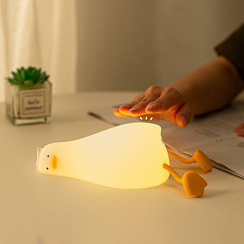 Lampu malam bebek datar, lampu malam silikon ledakan bebek datar suasana untuk dekorasi rumah hadiah Valentine