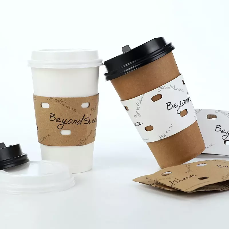 Mangas de papel personalizadas para taza de café, logotipo a prueba de calor