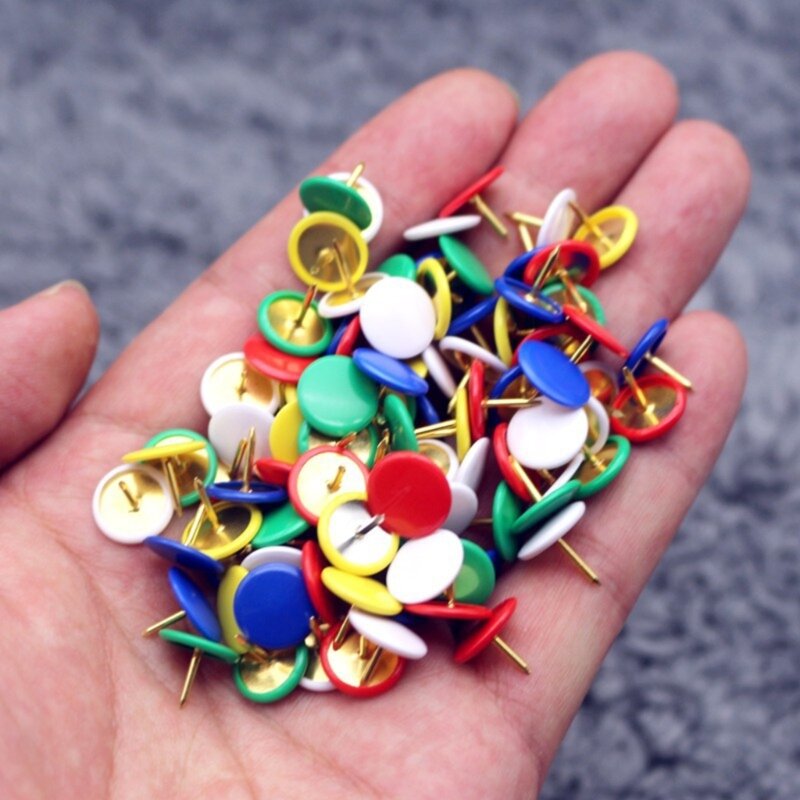 100 ชิ้น Push Pins ความกลมสี Thumb Tacks ตกแต่งน่ารัก Cork Board Tacks