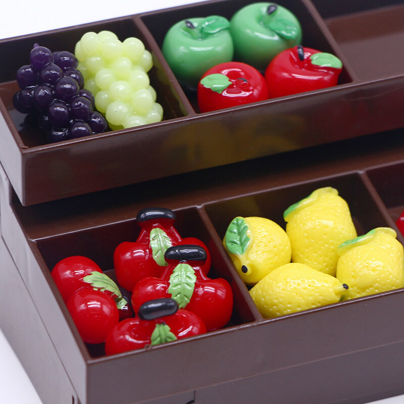 Miniatur rumah boneka, dekorasi furnitur rumah boneka Model rak Tampilan sayuran buah Supermarket tiruan