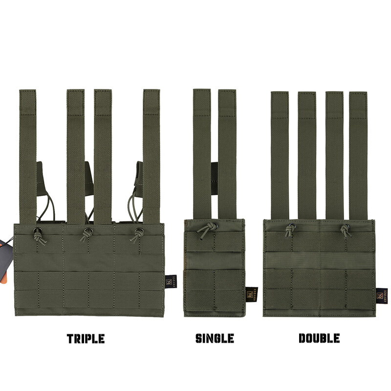 KRYDEX 전술 MOLLE 5.56mm 매그 파우치, 싱글, 더블, 트리플 오픈 탑 MOLLE 스트랩 매거진 파우치, M4 M16 사냥 액세서리