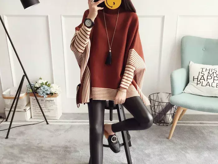 NMZM2023 damski sweter damski sweter moda jesień/zima szal ciepły swobodny luźny sweter z dzianiny