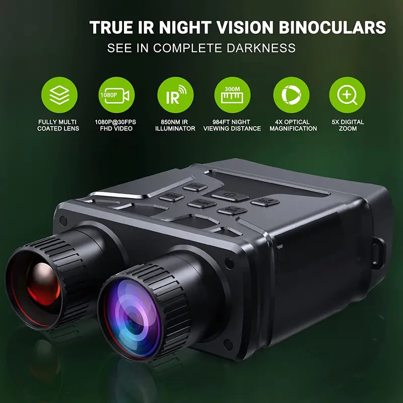 Binoculares con dispositivo de visión nocturna, telescopio de caza R6, 850nm, infrarrojo, 1080P, HD, Zoom Digital 5X, uso Dual de día y noche, 300m