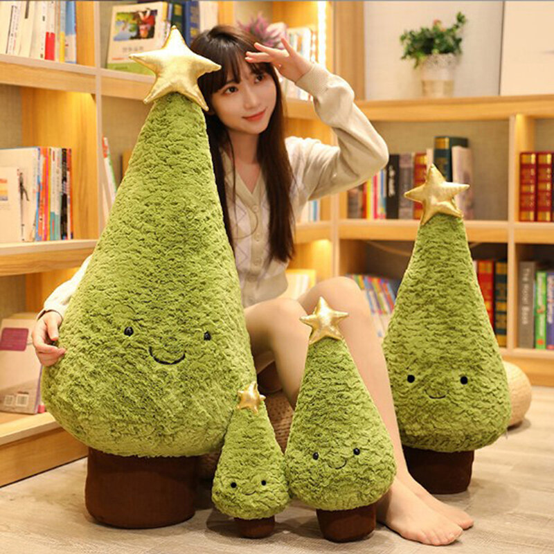 귀여운 시뮬레이션 크리스마스 트리 봉제 장난감, 에버그린 봉제 베개 인형, 크리스마스 드레스업용 박제 나무, 30cm