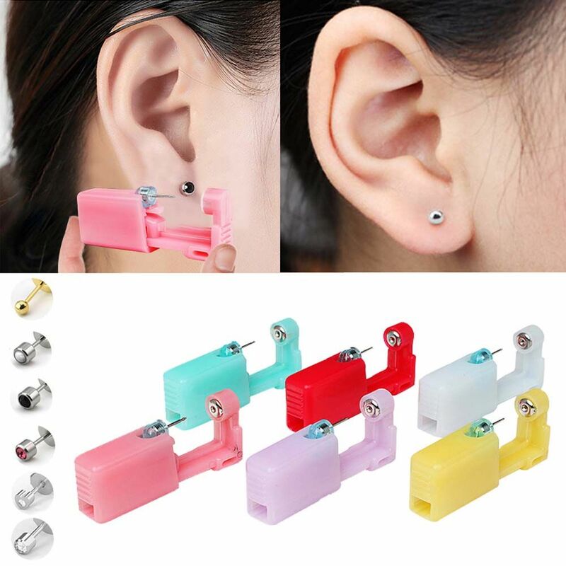 1set Disposable Sterile Ear Piercing Kit, Cartilage Tragus Helix Piercing Gun No Pain Piercer Tool Machine Set Stud Jewelry