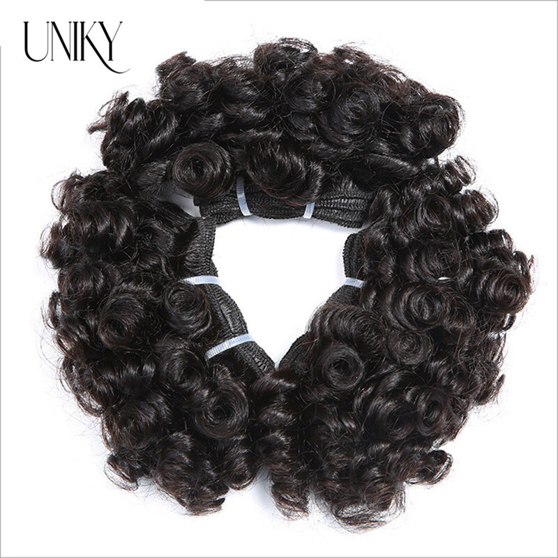 ショートカーリー人間の髪バンドル100% ブラジル毛織りバンドル6ピース/ロット自然な色deepcurlyヘア実体波レミー人間の髪