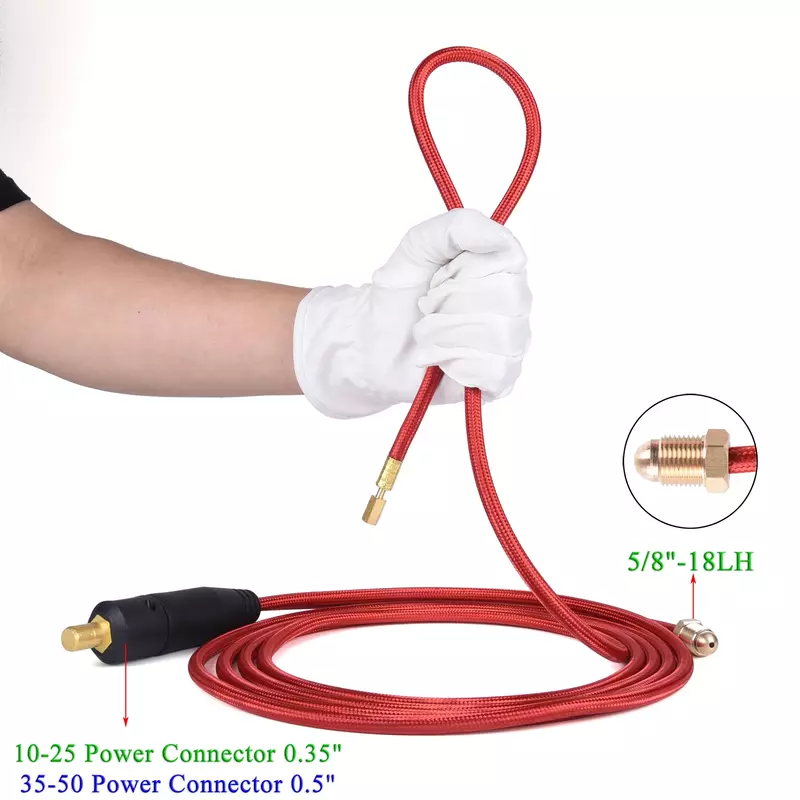 WP20 TIG Torch Power Cable Quick Connector 5/8" M16 For Water-Cooled TIG Torches 20 Series 3.8m 12.5ft 250A