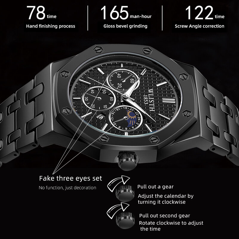 Moda Wlisth Business Top Marca De Luxo Quartz Watch Men & Lady Aço Inoxidável Completo À Prova D' Água relógio de Pulso Relogio masculino