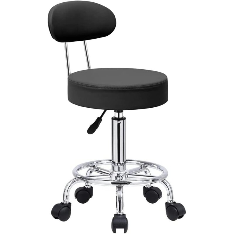Darmowa wysyłka amerykański regulowany kosmetyczny obrotowy Salon amortyzowany stołek medyczny krzesło siedzisko ze skóry PU, podnóżkiem i oparciem