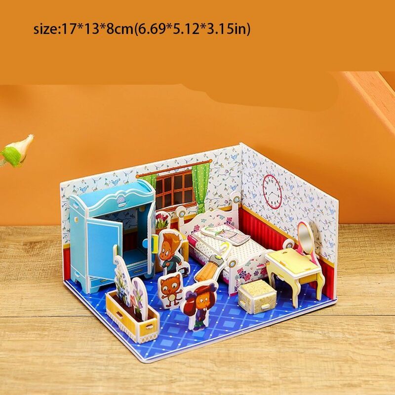 Обучающая 3D бумажная головоломка, набор для сборки комнаты, «сделай сам», ванная комната, кухня, игрушки для мальчиков и девочек, подарок для сборки