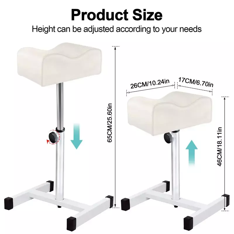 Pedicure Adjustable Nail Footrest Manicure Foot Rest Salon Desk Spa Stand Black