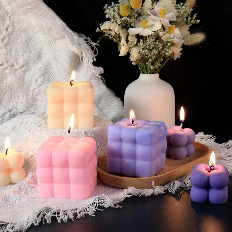3D Bubble Cube Candle Silicone Mold Set DIY Flower Cloud Soap Making Epoxy Resin Clay Mould Chocolate Cake Decor Gifts Ornament