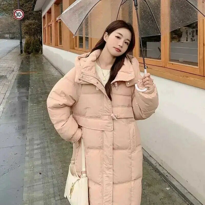 Biały kaczy puch zimowy damski płaszcz nowy z kapturem luźny zagęszczony ciepła ocieplana kurtka średniej długości koreańska wersja damska Parkas